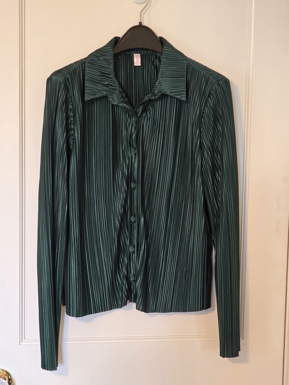 NOBO Dark Emerald Green Pleated Button-Down Shirt Size 19